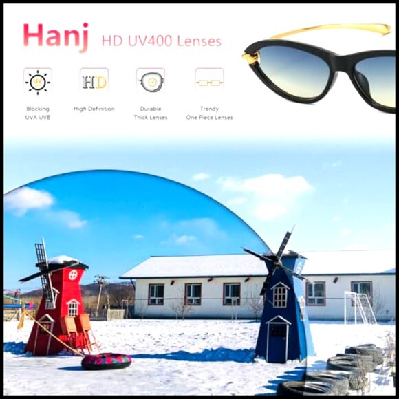 Retro Oval Cat Eye Sunglasses with Gold Tone Temples and Polycarbonate Frame main image 7